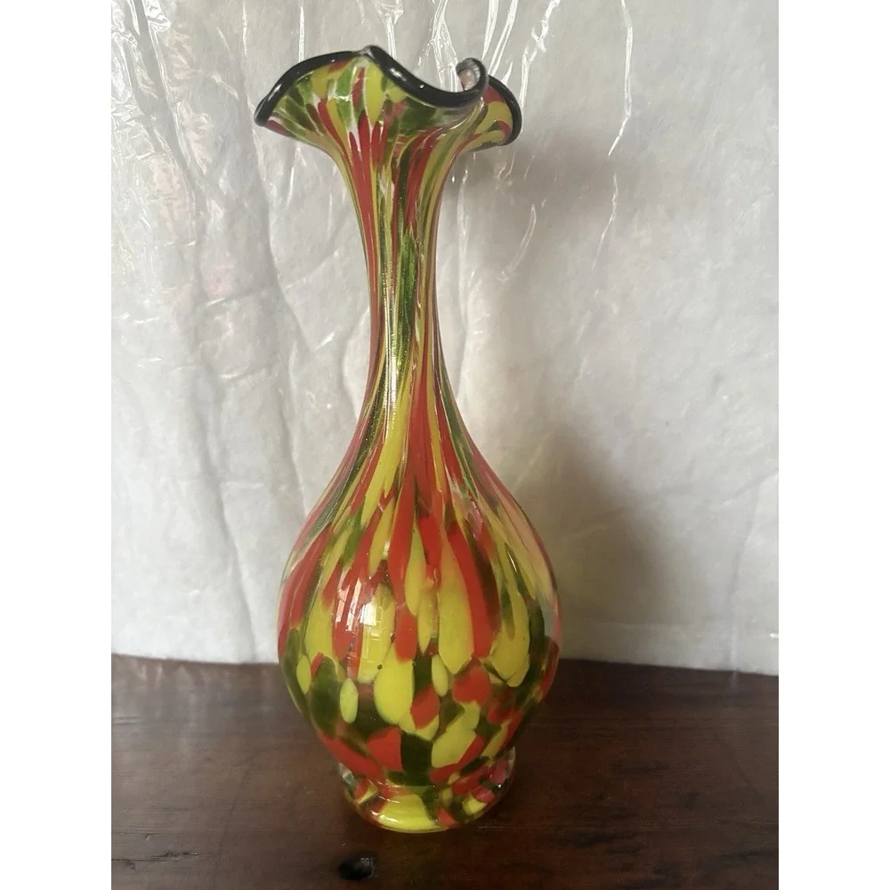 Czech Art Glass Vase 8.75
